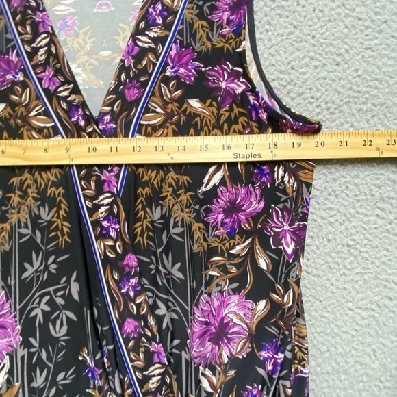 INC International Concepts Top Women Large Black Purple Sleeveless Wrap - Picture 6 of 10